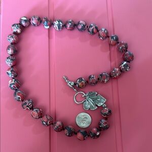 Elegant Silver and Red Beaded Necklace